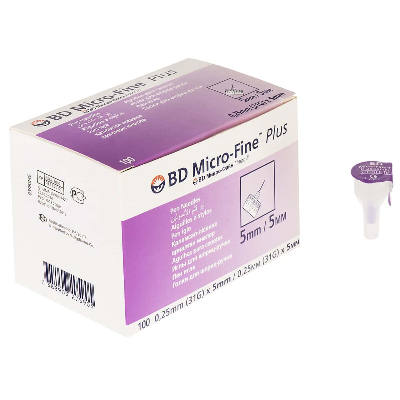 سوزن قلم انسولین بی دی مدل Micro-Fine سایز 5 میلی‌متر 100 عددی