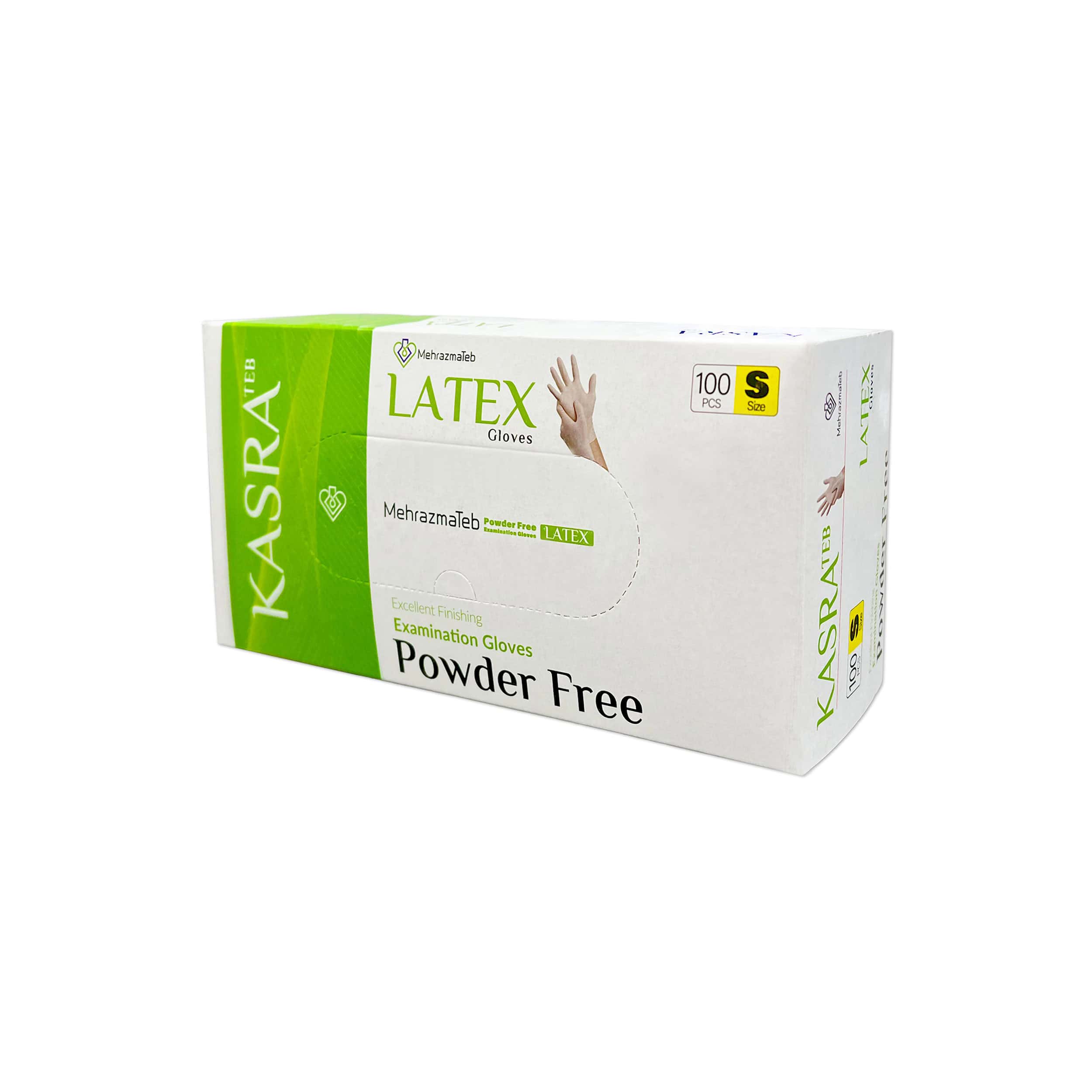 دستکش لاتکس کسری طب مدل Excellent Finishing سایز S بسته 100 عددی