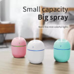 دستگاه بخور سرد 0.22 لیتری، میزان کارکرد مداوم 3.5 ساعت، منبع انرژی کابل USB، دارای قابلیت خاموشی خودکار و چراغ LED، مدل تخم مرغی