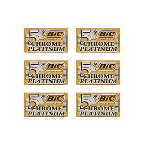 تیغ یدک سنتی بیک مدل Platinum Chromium Double Edge مجموعه 6 عددی