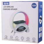 شارژر بی سیم و چراغ رومیزی اسپیکر دار Q18 15W