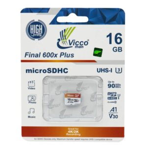 رم میکرو 16 گیگ ویکومن ViccoMan Final 600x Plus U3 A1 V30 C10 90MB/s