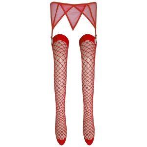 شورت نگهدارنده جوراب زنانه مدل توری به همراه جوراب رنگ قرمز