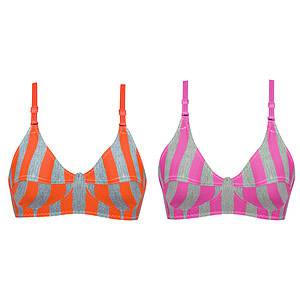 سوتین زنانه مدل راه راه نخی بسته ۲ عددی