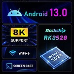 اندروید باکس اچ96 مدل Max RK3528 android13 به همراه کیبورد i8