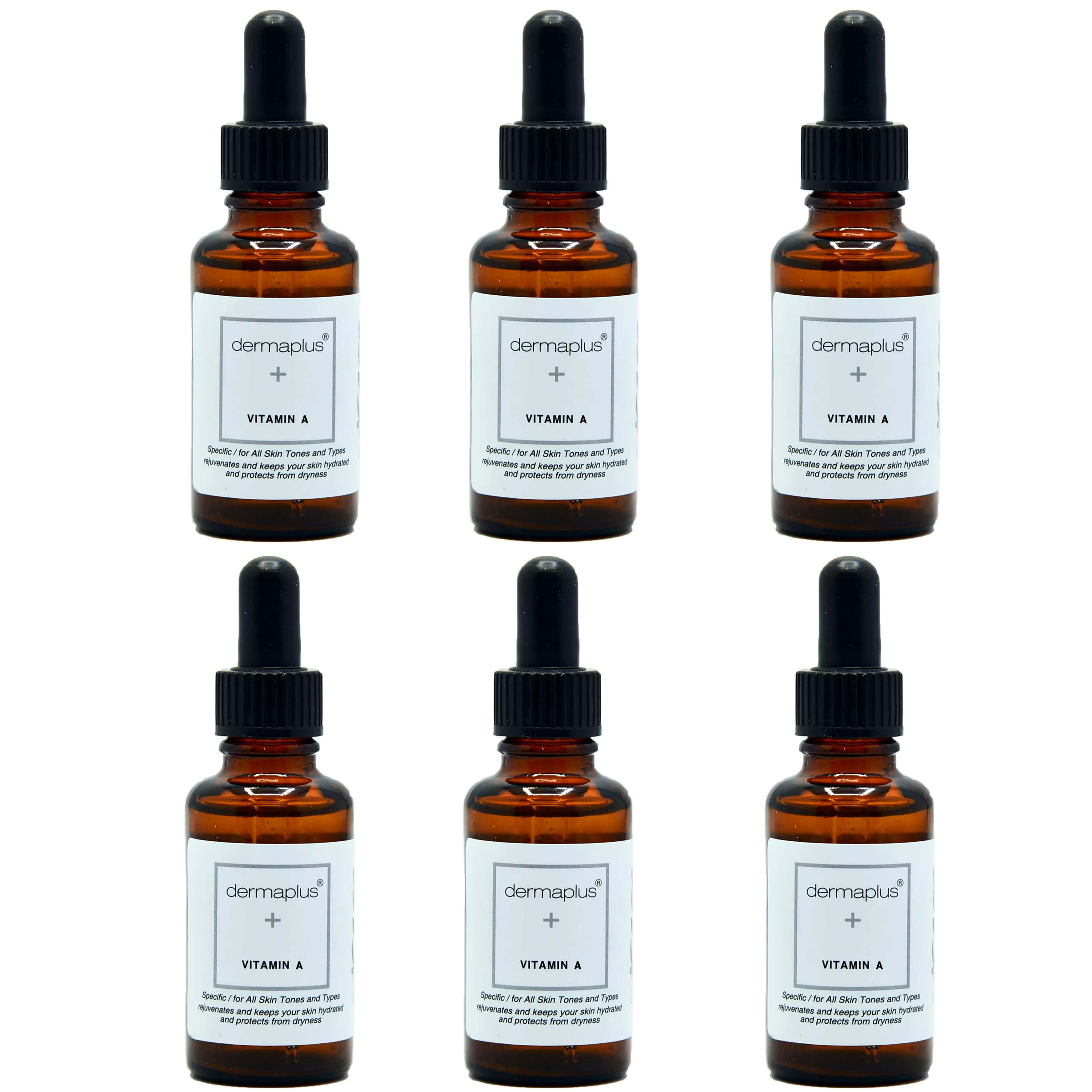 سرم ضد چروک درماپلاس مدل Vitamine A مناسب برای انواع پوست حجم 30 میلی لیتر بسته 6 عددی