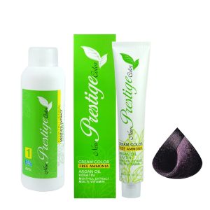 رنگ مو نیو پرستیژ کالر شماره 4.20 حجم 100 میلی لیتر رنگ شرابی متوسط به همراه اکسیدان نیو پرستیژ کالر مدل 1 شش درصدی حجم 150 میلی لیتر