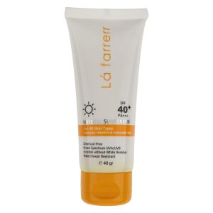 کرم ضد آفتاب بدون رنگ لافارر SPF 40 مدل مینرال ‌حاوی محافظ UVA و UVB و PA+++مناسب پوست‌های حساس حجم 40 میلی‌لیتر
