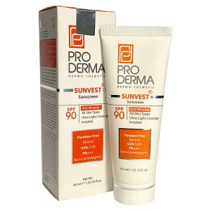 کرم ضد آفتاب بدون رنگ پرودرما SPF90 مدل +++PA مناسب انواع پوست حجم 40 میلیلیتر