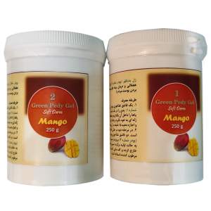 پدی ژل پدیکور گرین پدی ژل مدل انبه وزن 250 گرم به همراه پودر حلال گرین پدی ژل مدل انبه وزن 250 گرم