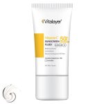 فلوئید ضدآفتاب بی‌رنگ ویتالیر SPF50 مدل Vitamin C مناسب انواع پوست، حجم 50 میلی‌لیتر