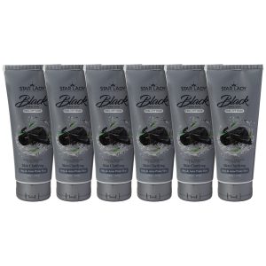 ماسک صورت استارلیدی مدل ذغال فعال و شیباتر ضد جوش مناسب برای برای پوست آکنه ای حجم 175 میلی لیتر مجموعه 6 عددی