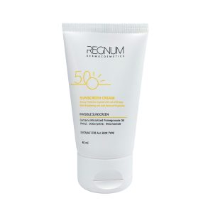 کرم ضد آفتاب بدون رنگ رگنوم SPF50 مدل فیوژن واتر PA++ مناسب برای انواع پوست حجم 40 میلیلیتر