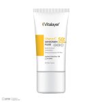 فلوئید ضدآفتاب بی‌رنگ ویتالیر SPF50 مدل Vitamin C مناسب انواع پوست، حجم 50 میلی‌لیتر