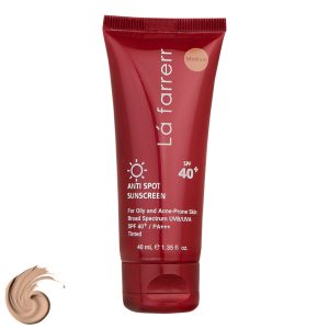 کرم ضدآفتاب و ضدلک رنگی لافارر مدل SPF40-Medium، مناسب پوستهای چرب، حجم 40 میلیلیتر