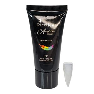 پلی ژل کاشت ناخن اکسلنت مدل Super Clear P01 حجم 30 میلی لیتر