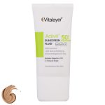 فلوئید ضدآفتاب رنگی ویتالیر SPF50 مدل Activit، مناسب پوست‌های چرب، حجم 50 میلی‌لیتر