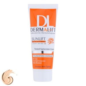 کرم ضدآفتاب رنگی درمالیفت مدل Sunlift SPF50 بژ روشن، حجم 40 میلی‌لیتر