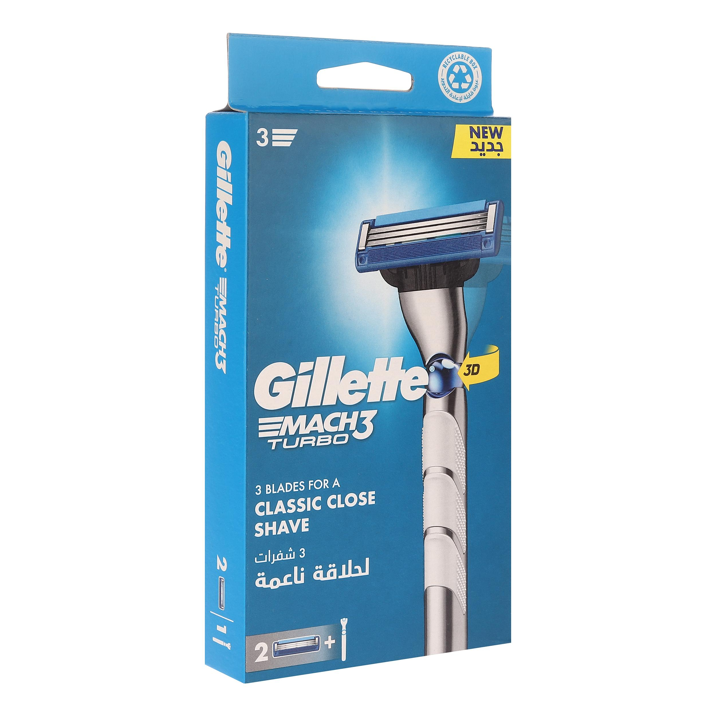 خودتراش ژیلت مدل Mach 3 Turbo به همراه یدک بسته 2 عددی