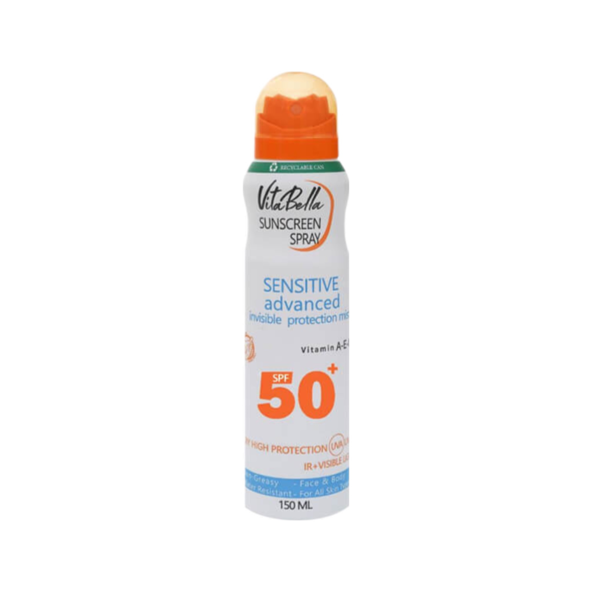 اسپری ضد آفتاب بدون رنگ ویتابلا SPF 50 مدل sun ‌مناسب انواع پوست حجم 150 میلی‌لیتر
