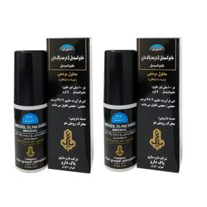 محلول محرک رشد مو پاک دارو مدل ماینوکسیدیل 5 درصد حجم 60 میلی لیتر بسته 2 عددی