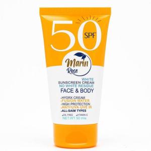 کرم ضد آفتاب بی رنگ صورت و بدن مارین رز SPF50 مدل OIL FREE محافظت‌کننده در برابر اشعه UVA و UVB مناسب انواع پوست حجم ۵۰ میلی لیتر