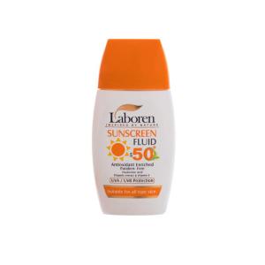 فلوئید ضد آفتاب بیرنگ دست، صورت لابورن SPF 50 مدل Hyaluronic Acid محافظ UVA ،UVB مناسب برای انواع پوست حجم 50 میلیلیتر
