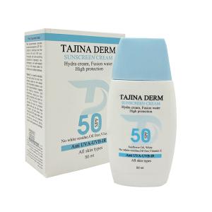 کرم ضد آفتاب بی‌رنگ تاجینادرم SPF 50 مدل All skin مناسب برای انواع پوست محافظ UVA/UVB حجم 50 میلی‌لیتر