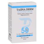 کرم ضد آفتاب بی‌رنگ تاجینادرم SPF 50 مدل Dry ‌مناسب برای پوست خشک محافظ UVA/UVB حجم 50 میلی‌لیتر