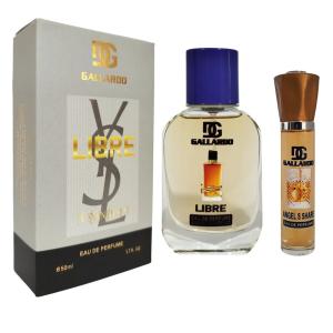 ادوپرفیوم زنانه گالاردو مدل لیبر با رایحه گرم حجم 50 میلی‌لیتر به همراه عطر جیبی گالاردو مدل آنجلز شیر با رایحه گرم حجم 22 میلی لیتر