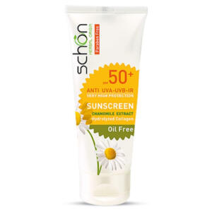 کرم ضد آفتاب بدون رنگ شون SPF 50 مدل chamomile extract ‌مناسب پوست‌های چرب حجم 50 میلی‌لیتر