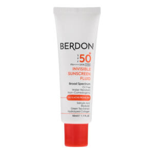 فلوئید ضد آفتاب بدون رنگ صورت بردون spf50 مدل Broad Spectrum محافظ UVA،UVB مناسب پوست‌های چرب و آکنه‌دار حجم 50 میلی لیتر