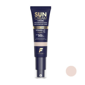 کرم ضد آفتاب رنگی صورت فانوما SPF 50 مدل ضدآفتاب بدون چربی و ضدجوش فانوما رنگ ۰۱ مناسب برای انواع پوست حجم 35 میلیلیتر