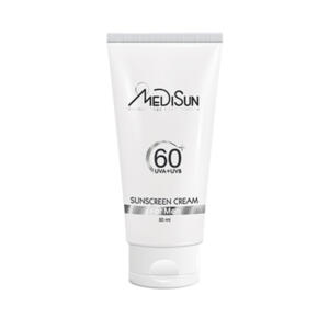 کرم ضد آفتاب بی رنگ آقایان مدیسان مدل SPF 60 مناسب انواع پوست حجم 50 میلی لیتر