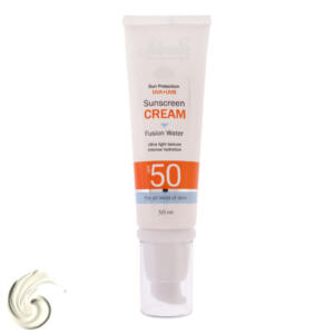 کرم ضد آفتاب بی‌رنگ دست و صورت ثمین SPF 50 مدل Fusion Water ‌محافظ UVA ، UVB مناسب برای انواع پوست حجم 50 میلی لیتر