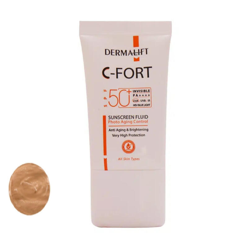 کرم ضد آفتاب حاوی ویتامین c رنگی دست و صورت درمالیفت spf 50 مدل  anti spot محافظ  uva uvb  مناسب برای انواع پوست حجم 40 میلی لیتر