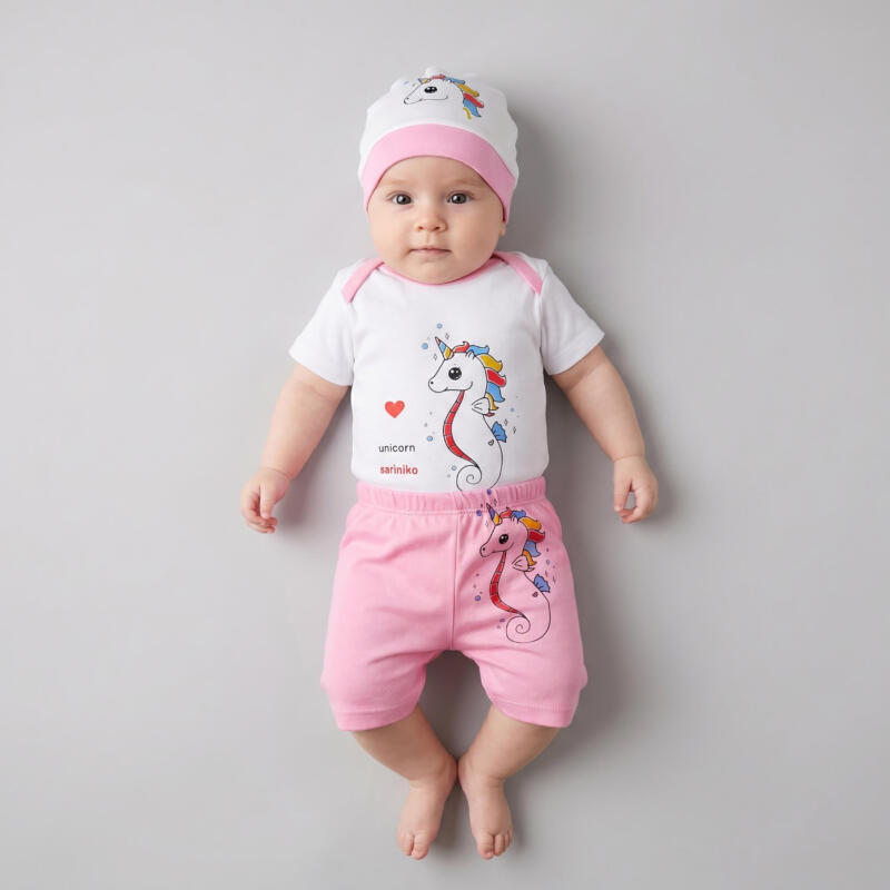 ست 3 تکه لباس نوزادی سرینیکو مدل Unicorn کد B03