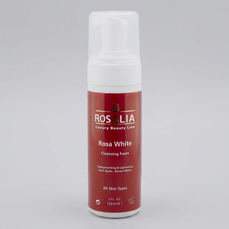 فوم پاک‌کننده و روشن‌کننده پوست رزالیا مدل Rosa White حجم 150 میلی‌لیتر