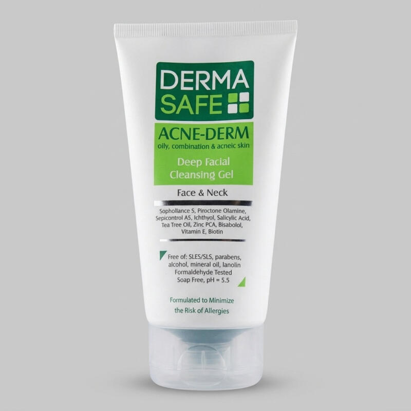 ژل شوینده صورت درماسیف سری Acne Derm مدل Deep Facial حجم ۱۵۰ میلی‌لیتر