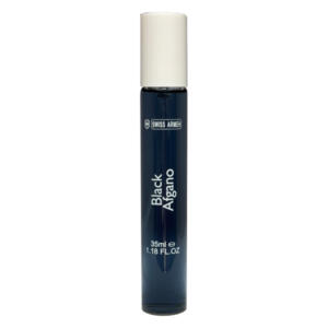 عطر جیبی مردانه سوئیس آرمه مدل BLACK AFQANO با رایحه گرم و تلخ حجم ۳۵ میلیلیتر