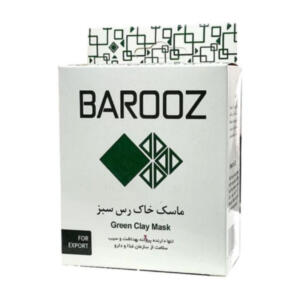ماسک خاک رس سبز باروز مدل خاک رس سبز با خاصیت روشن‌کننده، ضدالتهاب و ضدباکتری وزن 100 گرم مناسب انواع پوست
