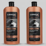 شامپو مو کراتین لروکس مدل کراتین حجم 550 میلی‌لیتر مناسب موهای شکننده و آسیب دیده، ترمیم‌کننده و تقویت‌کننده، حاوی عصاره آلوئه ورا دو بسته 550 میلی‌لیتری