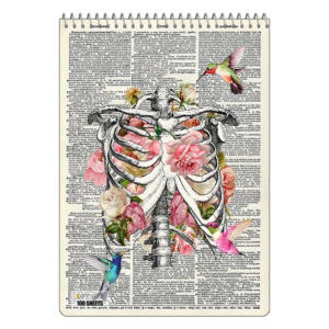دفتر شطرنجی 100 برگ کارنیکا طرح روزنامه وینتج قفسه سینه Vintage Newspaper Chest Anatomy کد 24749